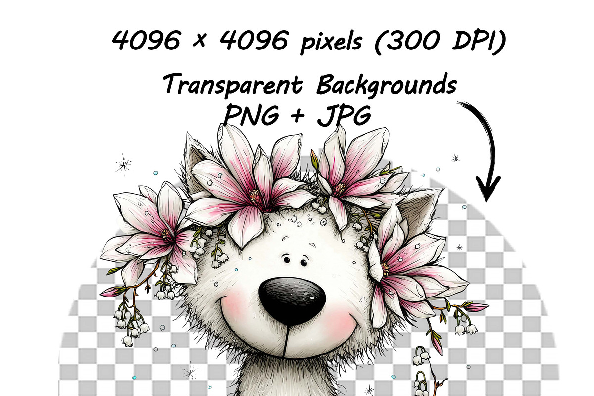 Whimsical Dogs Floral Clipart Spring, a Graphic by one-touch (Photo 6 of 19)