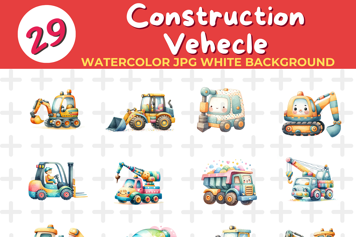 Construction Vehecle watercolor Jpg, a Transportation Illustration by John_Walker (Photo 1 of 2)