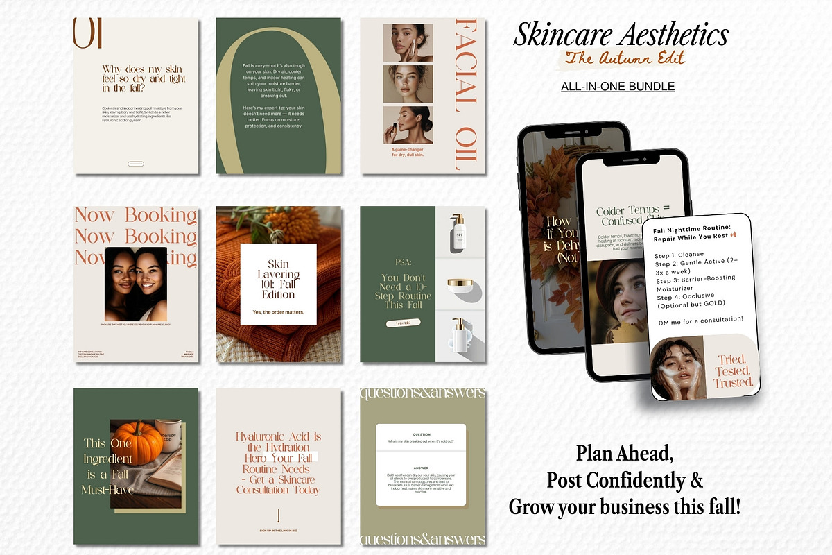 Skincare Instagram Templates Bundle | Fall Season Beauty Social Media preview 8