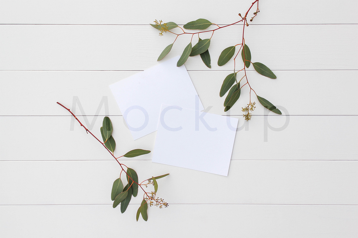 A2 Postcard Mockup - Eucalyptus 2, a Print Template by ILLONA GRAPHICS (Photo 1 of 5)