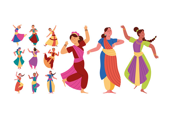 Bharatanatyam Dance Illustration Set preview 2