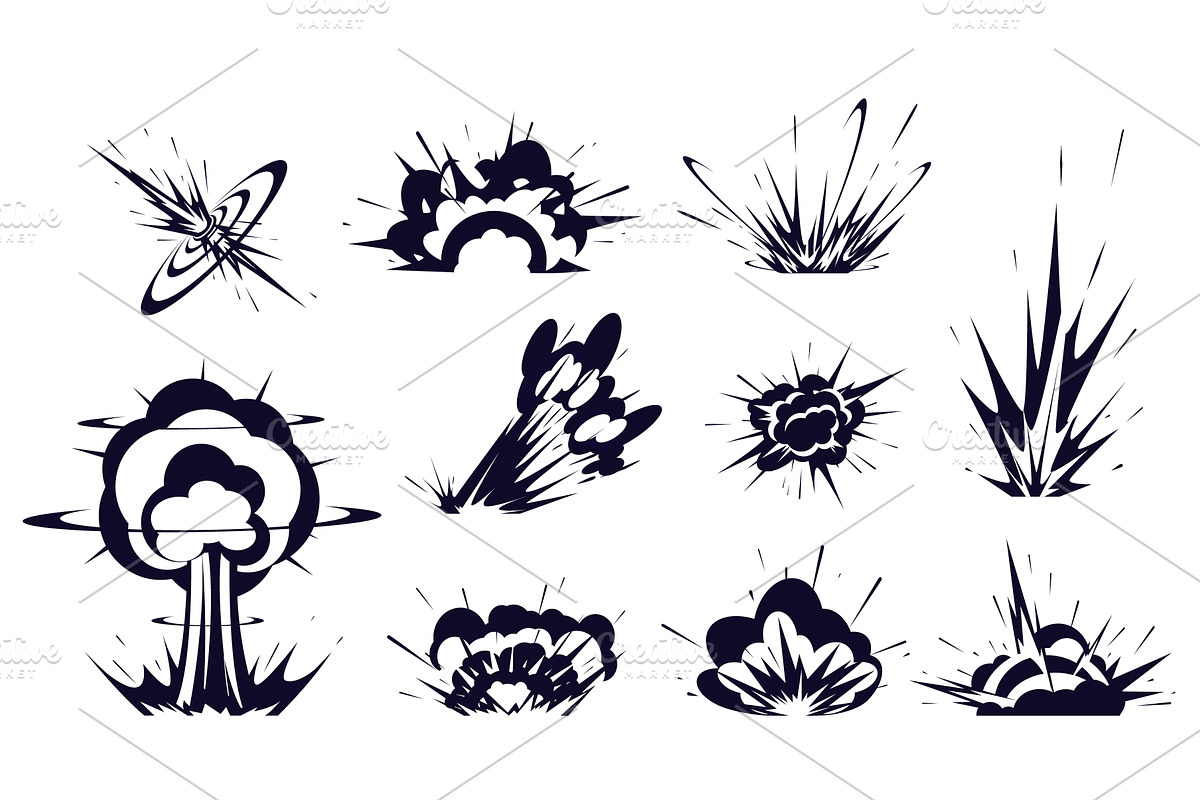 Silhouettes explosions and flashes, an Object Illustration by Vectorbuum