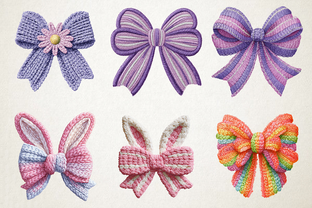 Yarn Crochet Easter Bow PNG Bundle, an Illustration by RobertsArt (Photo 2 of 5)