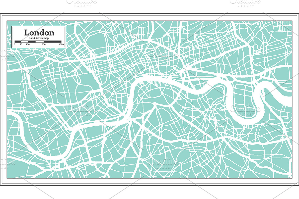 London England City Map in Retro, a Transportation Illustration by Booblgum (Photo 2 of 8)