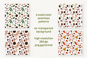 Watercolor Autumn Pattern and Frames, an Object Graphic by Dina Guiter (Thumbnail 2 of 14)