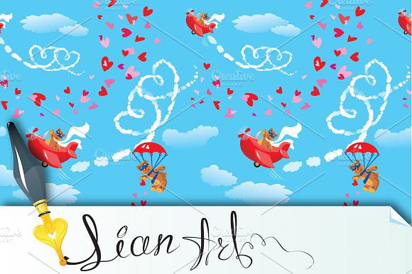Seamless pattern. Teddy bear aviator preview 2