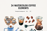 Watercolor Coffee Bundle, a Food Illustration by Manuka (Thumbnail 3 of 6)