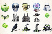 Watercolor Halloween Horror Clipart, an Illustration by Rose Art (Thumbnail 2 of 7)