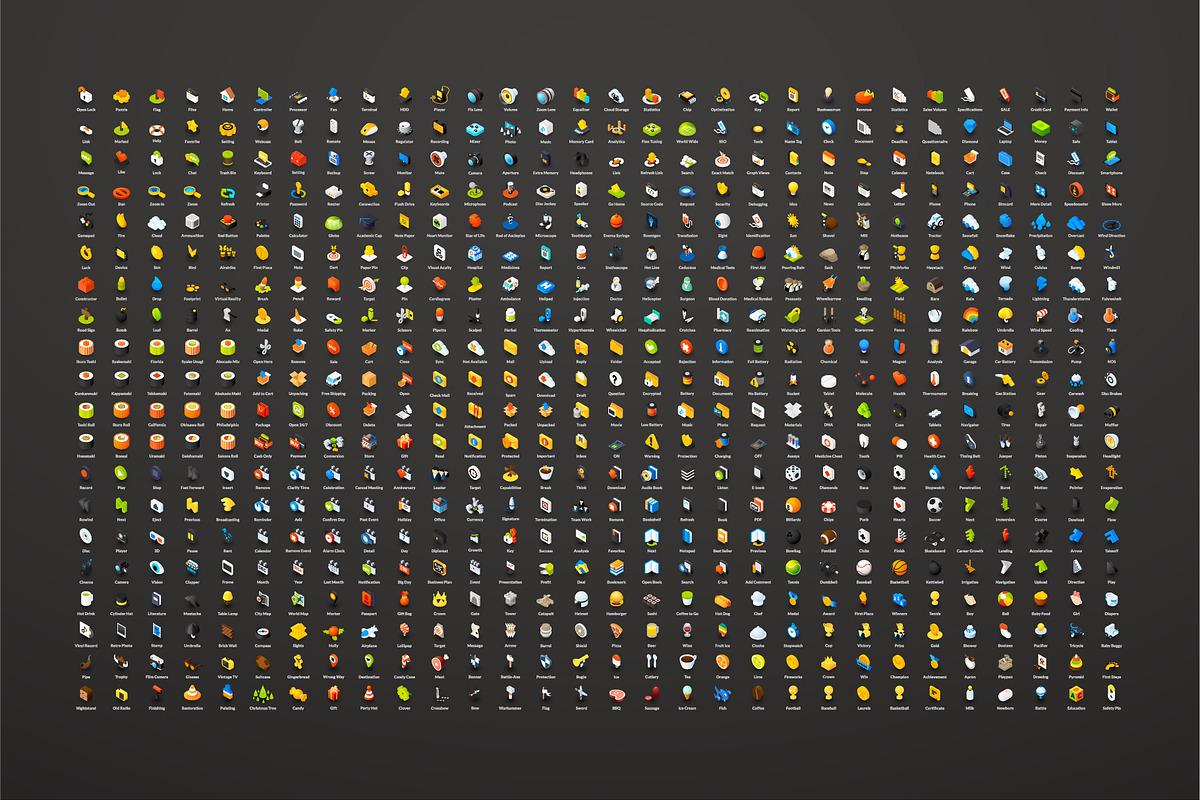 600 ISOMETRIC ICONS, an Outline Icon by sidmaydesign (Photo 4 of 4)