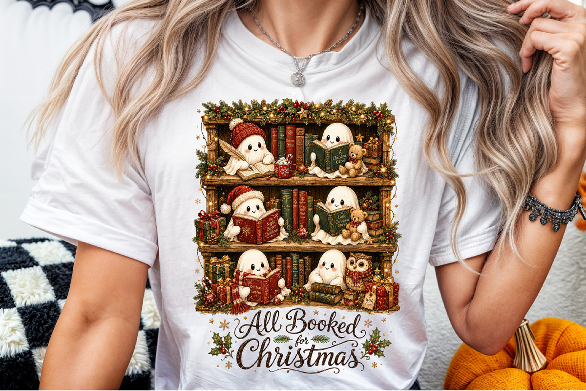 Cute Ghosts Reading for Christmas, a Seasonal Illustration by Sublimation Artist (Photo 6 of 9)