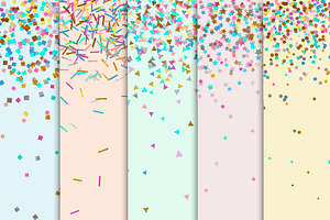 Gold, Silver And Colored Confetti