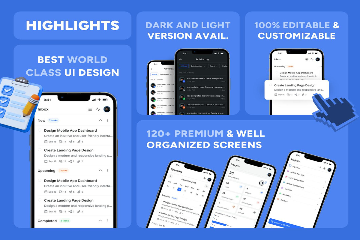 TaskBoard Tasks Management App Ui, an UI Kit Template by Creative Perspective (Photo 2 of 7)