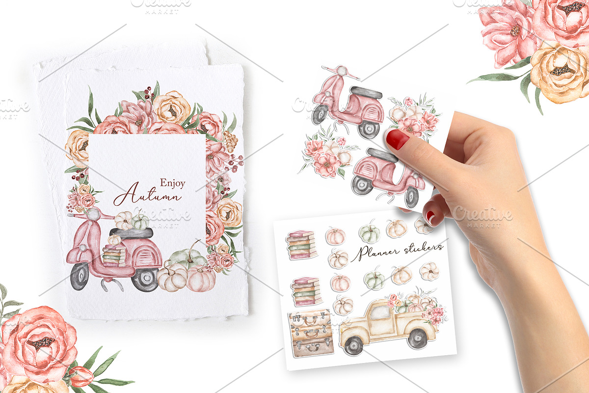 Watercolor Autumn Collection, a Decorative Illustration by MayaNavits (Photo 2 of 8)