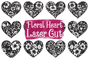 Elegant Botanical Heart Laser Cut, an Illustration by jahid234