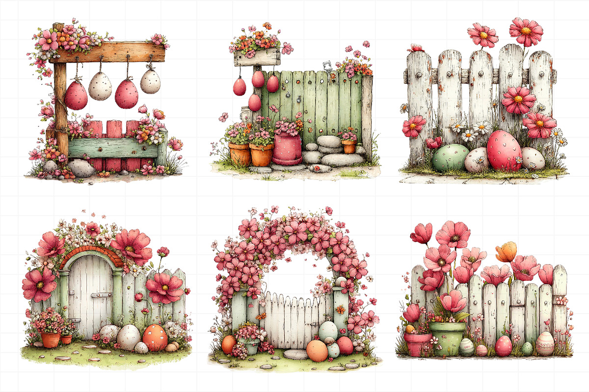 Whimsical Easter Eggs Fence Clipart, an Illustration by Daily.Designs (Photo 6 of 7)