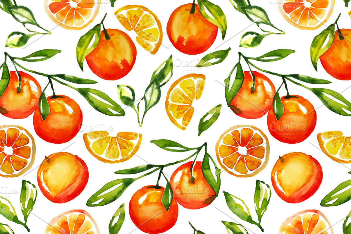 Naranjo watercolor pattern, a Pattern Graphic by SuperNata (Photo 2 of 2)