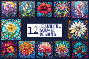 Stained Glass Birth Flower Clipart