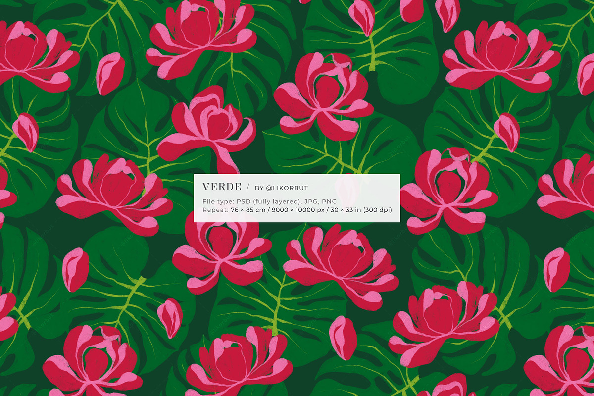 Bold Tropical Floral Pattern, a Pattern Graphic by likorbut (Photo 2 of 15)