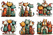 Whimsical Christmas Cats Clipart, an Illustration by Black Bird Studio (Thumbnail 2 of 6)