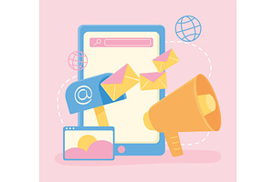 smartphone digital marketing, an Object Illustration by studiogstock