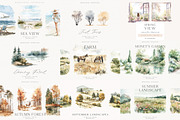 Watercolor Landscapes Bundle, a Decorative Illustration by PeDe Designs (Thumbnail 3 of 14)