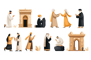 Muslims mecca. Islamic Hajj, an Illustration by Stock-Smart-Start