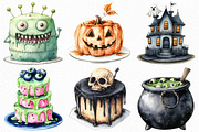 Watercolor Halloween Cake Clipart, an Illustration by Craft Nest (Thumbnail 5 of 6)