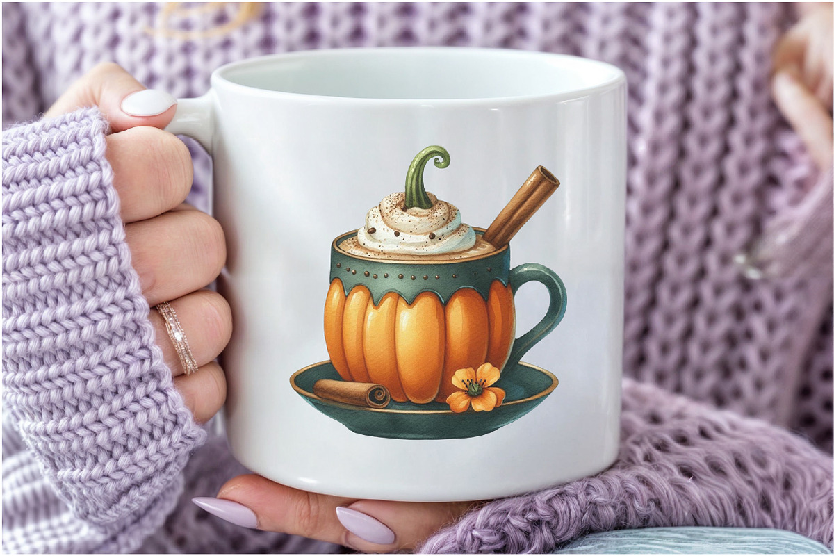 Watercolor Fall Coffee Clipart, an Illustration by Craft Nest (Photo 6 of 9)