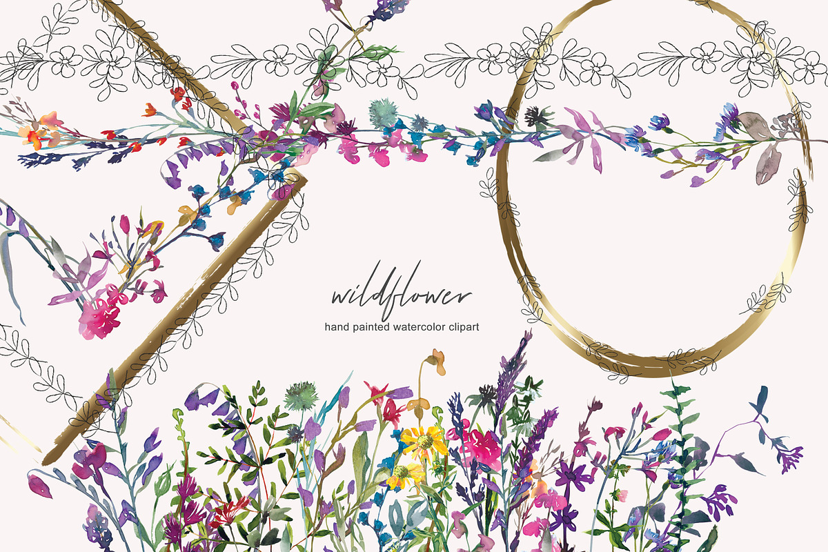 Watercolor Wildflower Clipart, an Illustration by Patishop Art (Photo 1 of 9)
