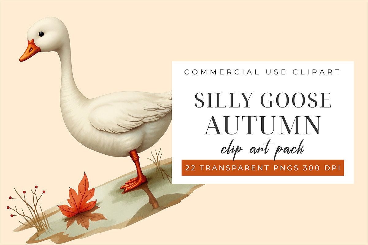 Silly Goose Autumn Clipart PNG, an Object Graphic by Printable Pretty Studio (Photo 5 of 6)