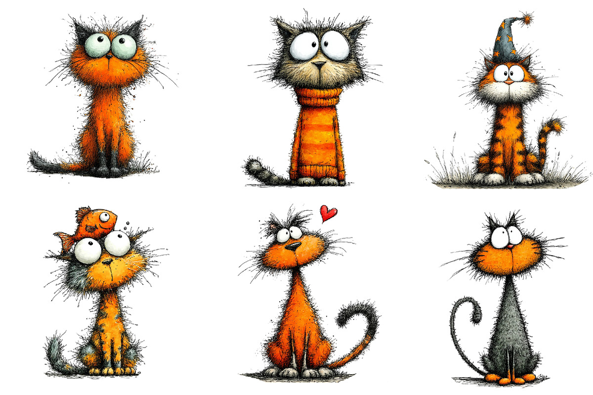 Quirky Cats Sublimation Clipart, an Illustration by Dream Creation (Photo 5 of 7)