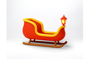 3D Red christmas santa sleigh, an Object Illustration by Abscent