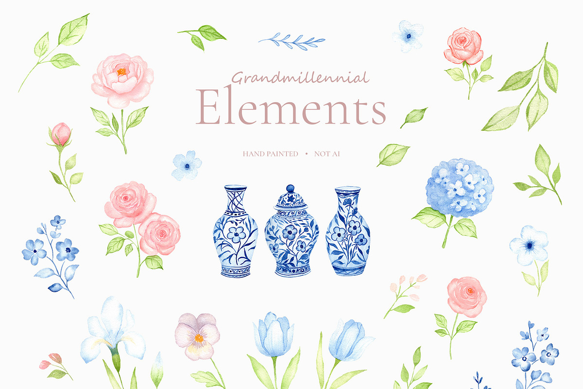 Grandmillennial Garden collection, a Decorative Illustration by Liliia Polos Illustration (Photo 10 of 15)