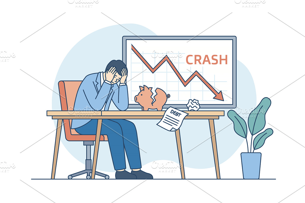 Business failure and economic crisis, a Finance Illustration by Artsaba Family