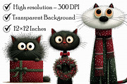 Whimsical Christmas Cat Clipart, an Illustration by Libby Wishes (Thumbnail 5 of 7)