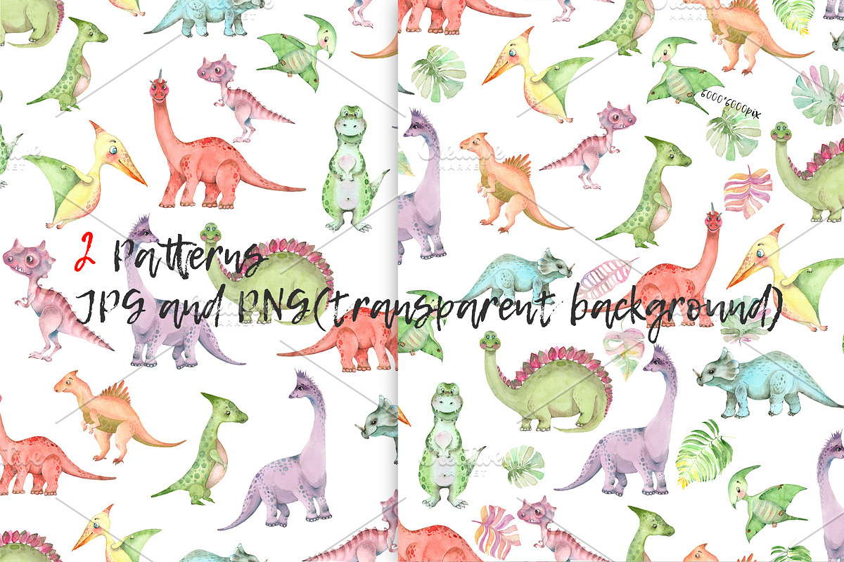 Dinosaurs watercolor set, an Animal Illustration by IvanFet (Photo 3 of 3)