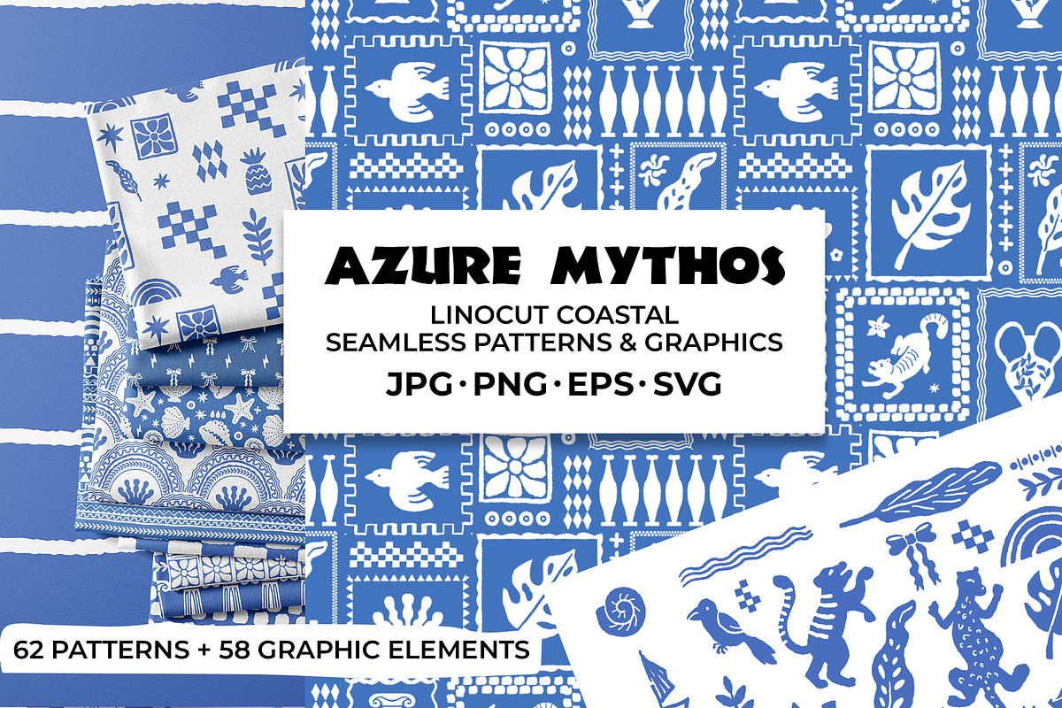 Linocut Coastal Patterns & Clipart, an Object Graphic by Sonulkaster (Photo 1 of 11)