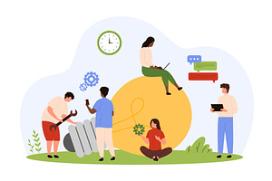 Innovation idea research, marketing, a Person Illustration by Flashvector