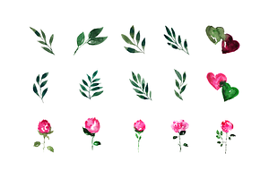 Romantic Watercolor Roses Clip Art