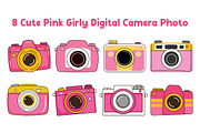 8 Cute Pink Girly Digital Camera, a Technology Illustration by jongcreative (Thumbnail 1 of 6)