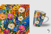 Colorful Impasto Paint Flower Papers, a Pattern Graphic by Creative Store (Thumbnail 2 of 5)