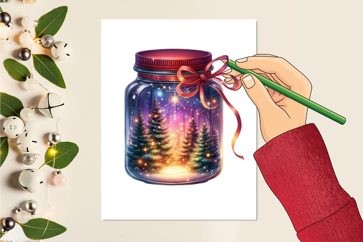 Christmas Mason Jar Sublimation, a Seasonal Illustration by Craft Nest (Photo 2 of 5)