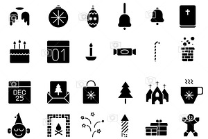 Christmas Glyph ICON Pack 50