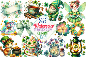 Watercolor St Patrick's Day Clipart, an Illustration by DreamCafeArt