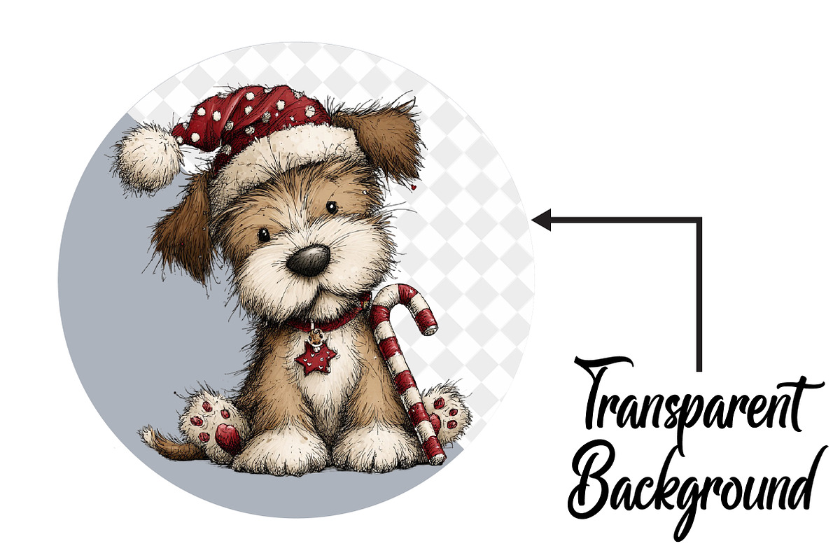 Whimsical Christmas Dog Clipart, an Illustration by Pixels.Craft (Photo 2 of 6)