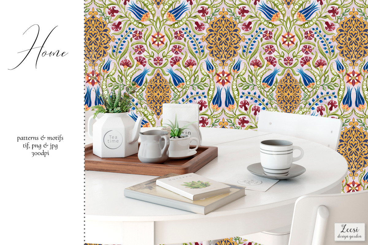Turkish Tulips Pattern & Motifs, a Pattern Graphic by Zeesi Design Garden (Photo 5 of 12)