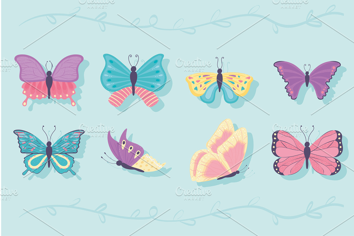 butterfly cartoon set, an Animal Illustration by studiogstock