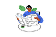 People reading breaking news set, a Person Illustration by PaperTrident (Thumbnail 4 of 6)