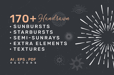 Vector Sunbursts, Starbursts & More, a Texture Illustration by Graphicsfuel