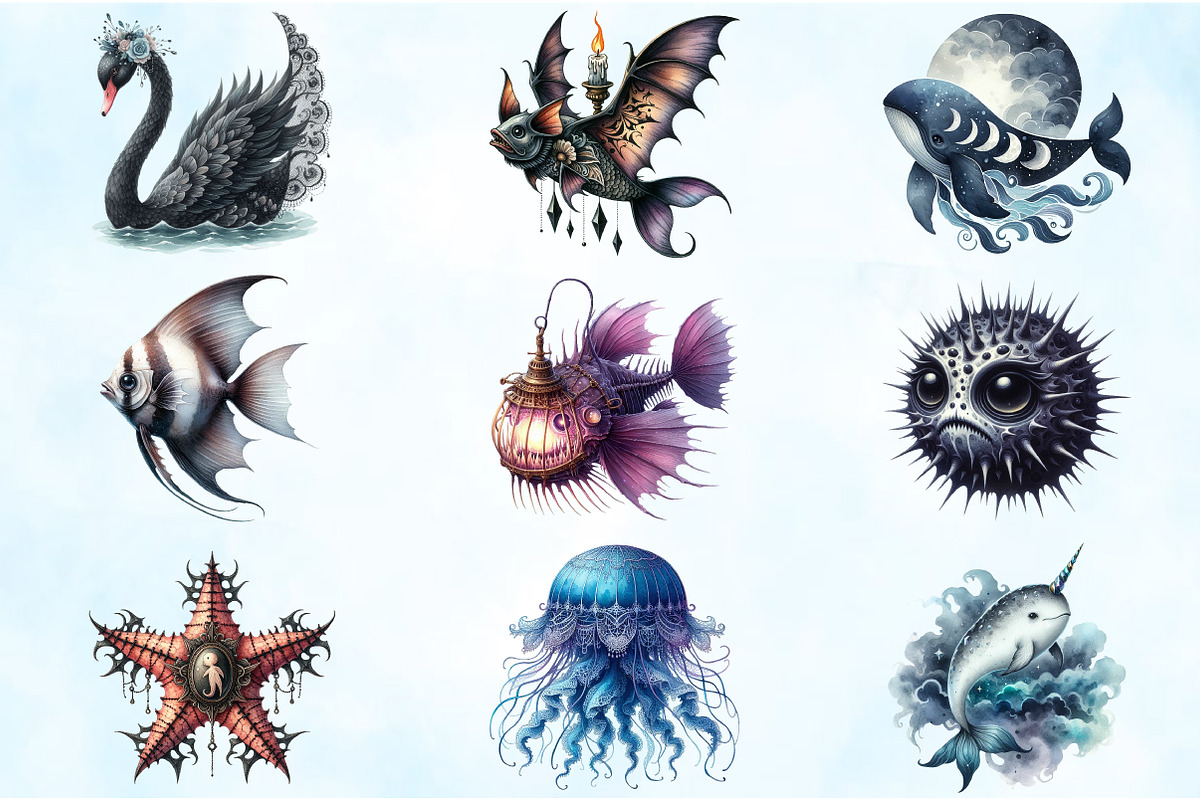 Summer Gothic Beach Aquatic Animals, an Illustration by Craft Nest (Photo 4 of 6)